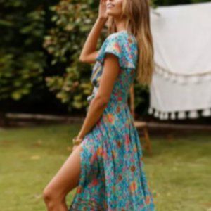 Boho Style High Split V-Neck Maxi Dress